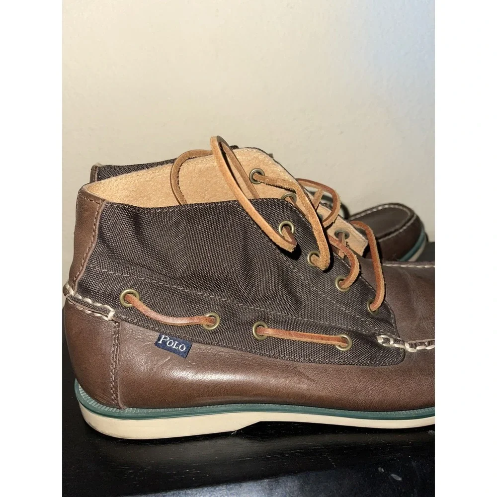 Polo Ralph Lauren Brawley Chukka Boots Mens Size 9.5 Brown Leather Casual LaceUp
